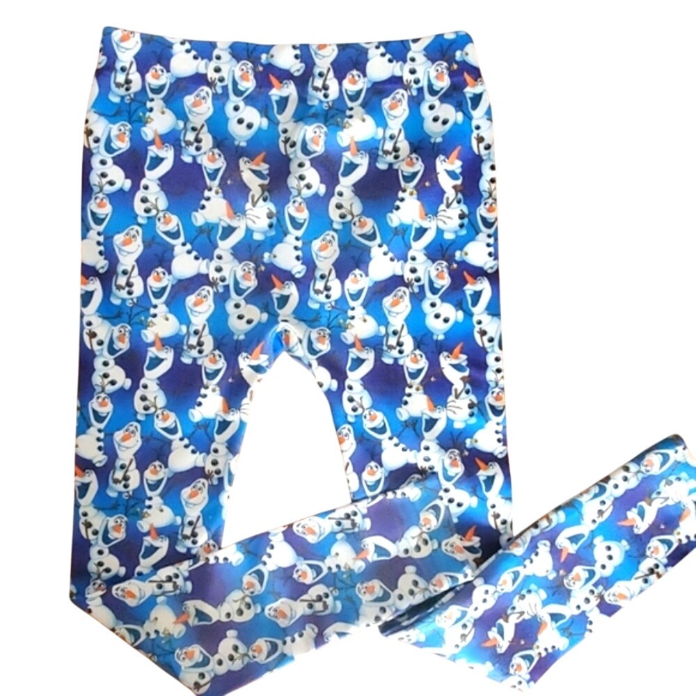 Disney Frozen Girls Snowman Olaf Slick Athletic Blue Leggings